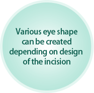 Various eye shape can be created depending on design of the incision